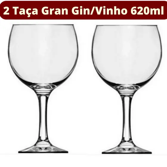 Conjunto 2 Pçs Taça De Vidro Premiere Gran Gin/Vinho 620 Ml (Envio Imediato) Kit 2 pçs
