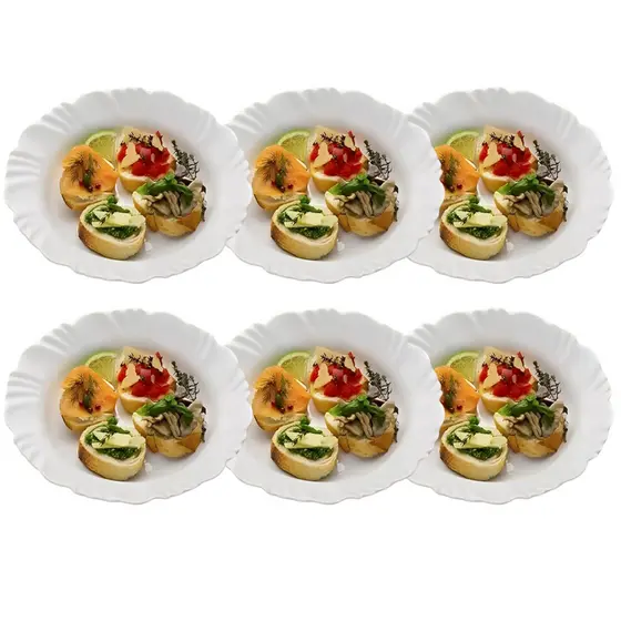 JOGO 6 PRATOS DE VIDRO BRANCO BORMIOLI ROCCO 25,5CM RASO