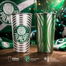 Copo de Inox do Palmeiras 450ml Muda de Cor - Copo de Cerveja Mágico 450ml Presente Oficial