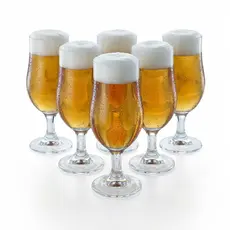Taça de Vidro Transparente 300ml com Haste – Taça para Cerveja, Drinks, Sucos e Bebidas – Modelo Elegante para Mesa Post