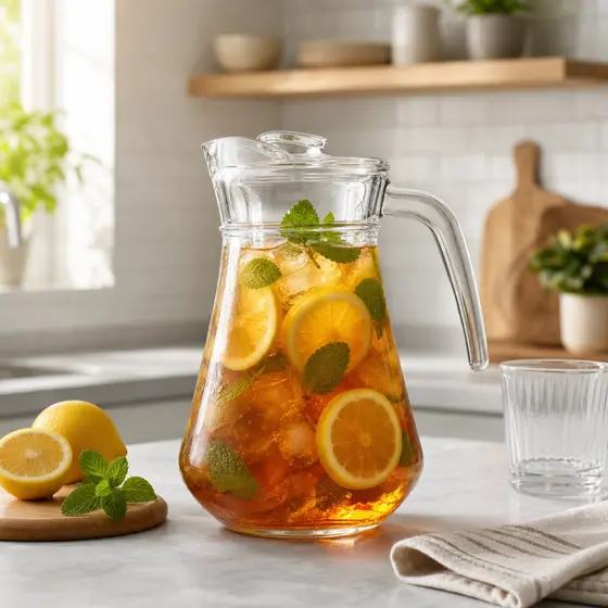 Jarra de Vidro 1,3L de Suco Agua Com Tampa