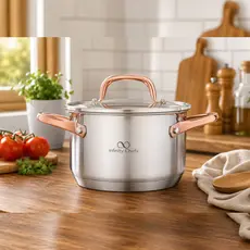 Panela de Inox 20cm com Tampa de Vidro Indução