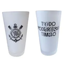 Copo de Vidro Corinthians Branco Fosco 450ml – Copo Personalizado do Timão para Cerveja, Drinks e Bebidas – Presente par