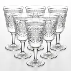 Taça de Vidro Transparente Decorada com Haste e Base – Taça Elegante para Bebidas, Drinks e Mesa Posta – Design Clássico