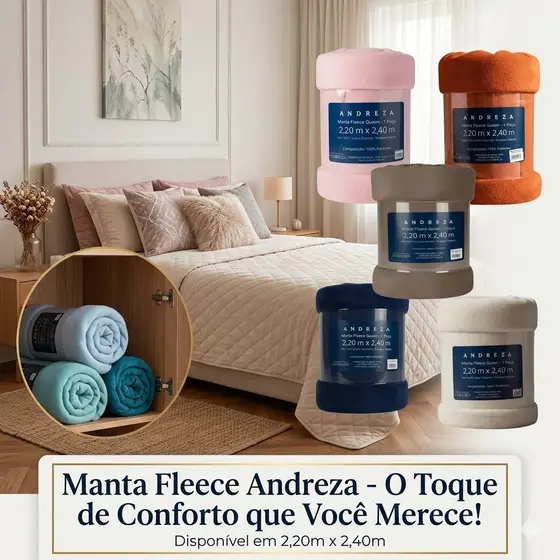 Cobertor Manta Fleece Soft Casal Queen Solteiro Microfibra Hipoalergenica Andreza Enxovais