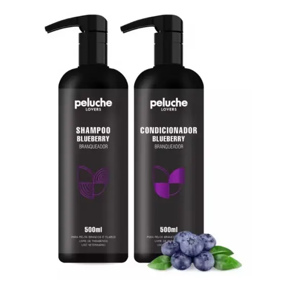 Shampoo E Condicionador Pet Peluche Blueberry Branqueador Cães Gato Pelos Claros