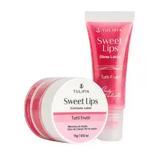 Kit Sweet Lips Gloss e Esfoliante Tutti Frutti Hidratação Profunda e Rejuvenescimento Labial Tulípia