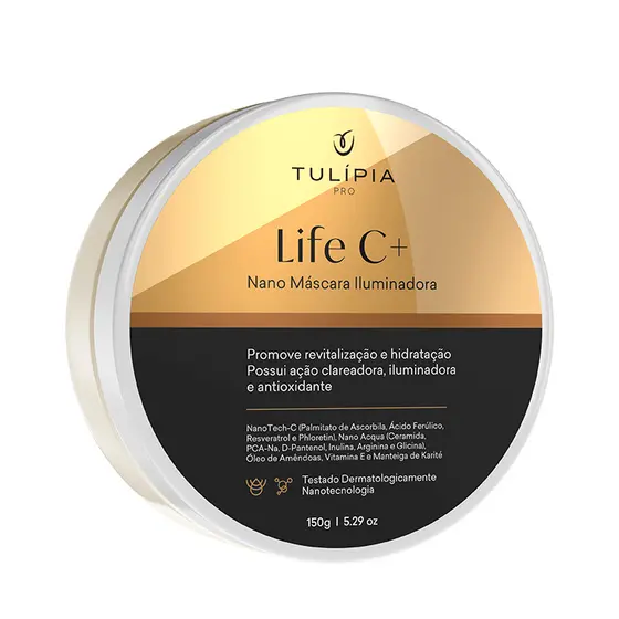 Máscara Iluminadora Rejuvenescedora Vitamina C Iluminadora Pele Macia - Anti Manchas -Life C Tulípia