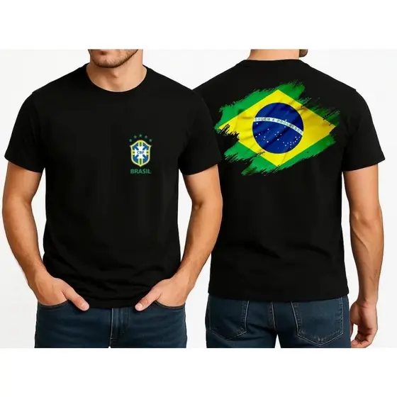 Camiseta personalizada Brasil copa do mundo futebol pátria feita 100% algodão confortável caimento perfeito
