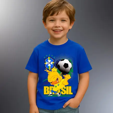 Camiseta Infantil Brasil Confortável 100% Algodão