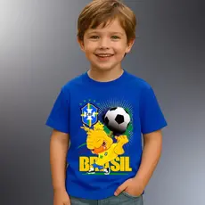 Camiseta Infantil Brasil Confortável 100% Algodão