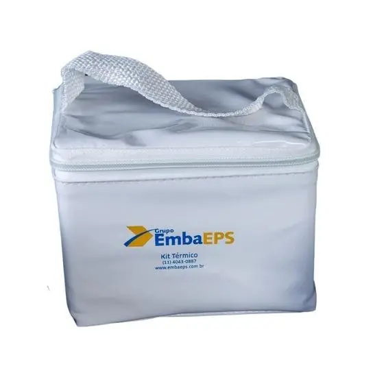 Bolsa Kit Térmico de Transporte Medicamentos EmbaEPS 1,5 Litros Branca Com Alça e Brinde Gelo Artificial