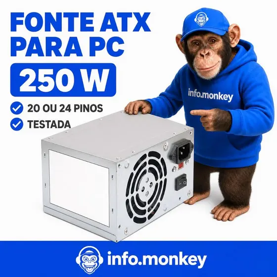 FONTE PARA PC FONTE ATX 24 ou 20 PINOS 250 W TESTADA COM GARANTIA