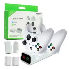 Base Dock Carregador Duplo Compatível com Controle Manete Xbox One Series S/X + 2 Baterias