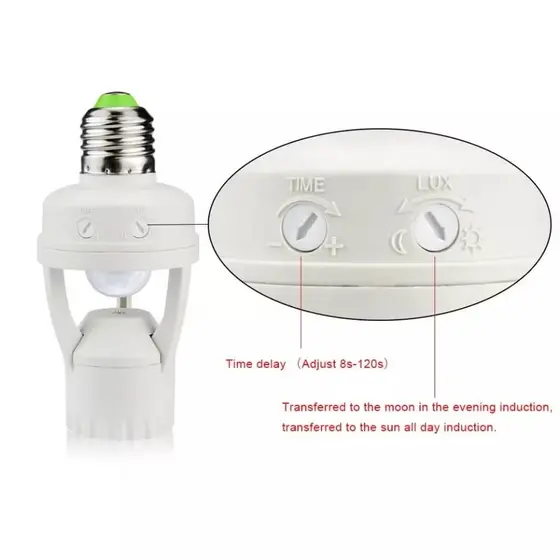 Sensor de Movimento para lâmpada Soquete E27 c/ sensor de presença Bivolt 110V~220V Max 60W