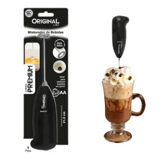 Kit Misturador Mini Mixer Elétrico Batedor Multicolorido Inox Café Chá Bebidas Shake Multiuso Universal ORIGINAL