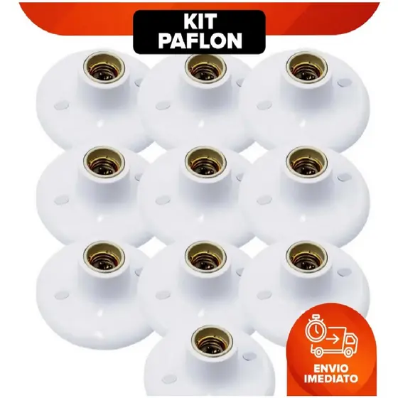 Kit 10 Plafon Suporte Lâmpadas Redondo Bocal E27 Branco 110v 220v Paflon de teto Plafon Soquete