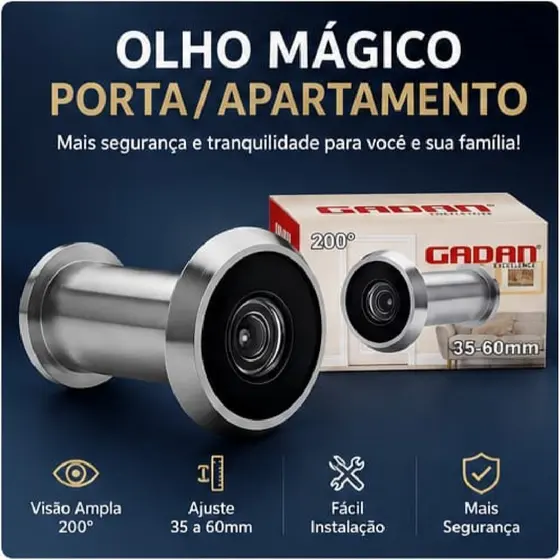 Olho Mágico Com Ângulo Visual 200º Com Regulagem Fertak Para Porta de Madeira.