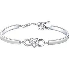 Pulseira Bracelete Feminina Infinito Coração Eterno ajustável de Luxo
