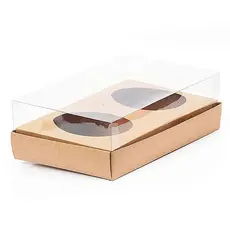 Caixa para Ovo de Colher Duplo - Meio Ovo de 100g a 150g - Kraft - 5unidades - Assk