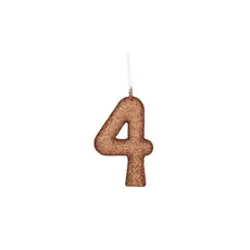 Vela Glitter Rose Gold - 01 Unidade - Regina - Rizzo - Número: 4