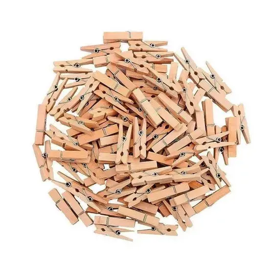 Mini Prendedor de Madeira Natural 3,5cm - 50 unidades - Rizzo Distribuidora