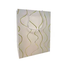 Sacola de Papel para Presente Ondas Almofadadas - Branca - 23x18x10cm - 1 unidade - Rizzo