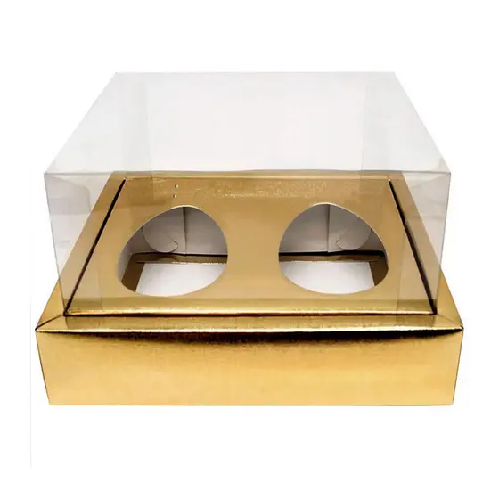 Caixa Ovo de Colher Duplo - Meio Ovo de 50g a 80g - 10,5x12x7cm - Ouro - 5 un - Assk - Rizzo