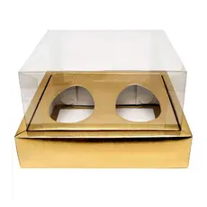 Caixa Ovo de Colher Duplo - Meio Ovo de 50g a 80g - 10,5x12x7cm - Ouro - 5 un - Assk - Rizzo