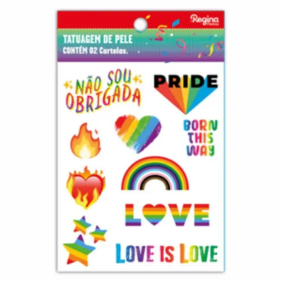 Tatuagem Temporária para Pele de Carnaval - Pride - 20 unidades - Regina - Rizzo