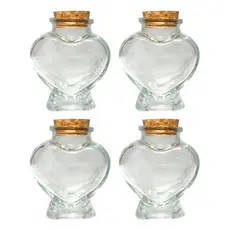 Pote De Vidro Coração Rolha Tempero/Lembrancinha 70ml - 4 unidades