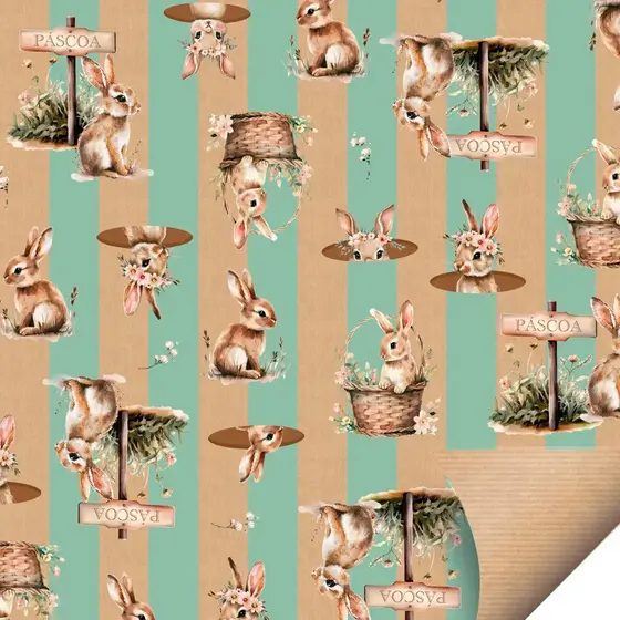 Folha para Ovos de Páscoa Papel Kraft Doce Páscoa Verde 69x89cm - 10 unidades - Cromus - Rizzo