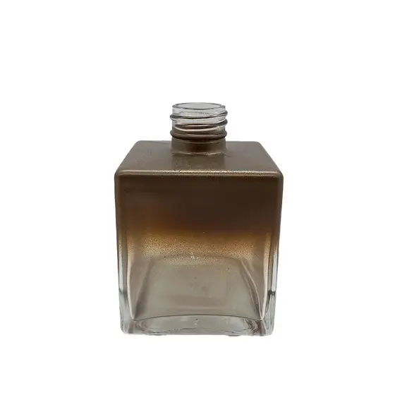 Frasco para aromatizador de Vidro Cubo - Ambar Antigo Fosco Degradê  - 250ml - 1 unidade - Rizzo