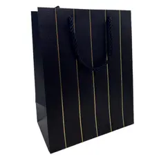 Sacola de Papel para Presente Listras Almofadadas - Azul - 32x26x12xcm - 1 unidade - Rizzo