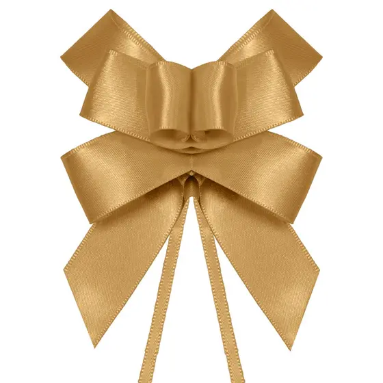 Laço Fácil de Fita de Cetim - Dourado - 22mm - 5 unidades - Progresso - Rizzo