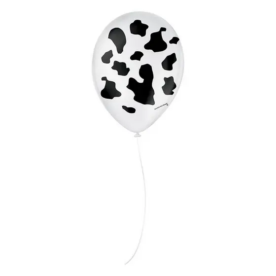 Balão de Festa Decorado Vaquinha - Branco e preto 9" 23cm - 25 Unidades - São Roque - Rizzo Balões
