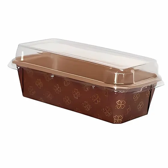 Forma Plumpy Borda Enrolada com Tampa 750g - Decorado Flor Dourada - 19,9x7,3x6,2cm  - 5 unidades - Ecopack - Rizzo