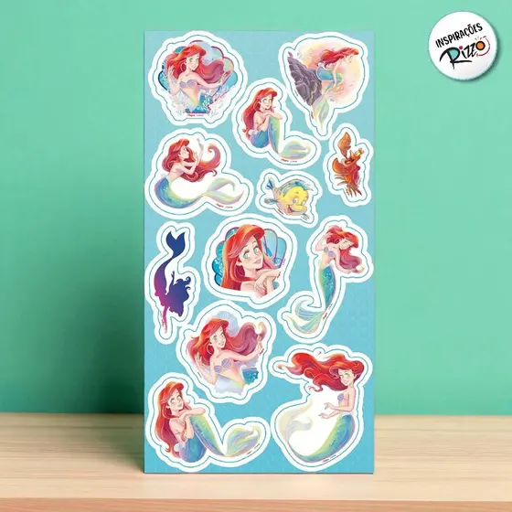Adesivo Decorativo - Ariel - 12 unidades - Disney Original - Rizzo