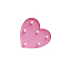 Luminária de Coração Rosa com LED - 16x16cm - 1 unidade - Rizzo