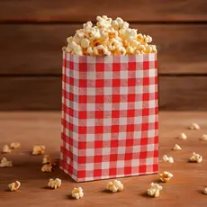 Saquinho de Papel Para Pipoca ou Hot Dog Xadrez - Vermelho - 14cm - 50 unidades - Rizzo