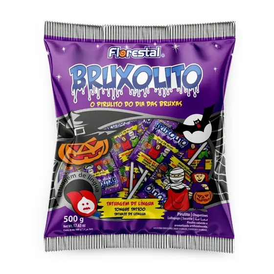Pirulito Bruxolito Dia das Bruxas - 500g - 50 Unidades - Florestal - Rizzo