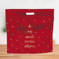 Sacola Metalizada com Zip - Desejos Vermelho e Ouro - 46x43cm - 1 unidade - Cromus - Rizzo