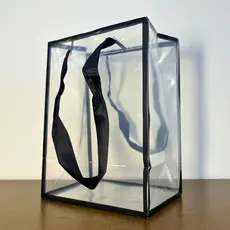Sacola Transparente PVC Com Borda e Alça de Cordão Preto - 20x15x10cm - 1 unidade - Rizzo