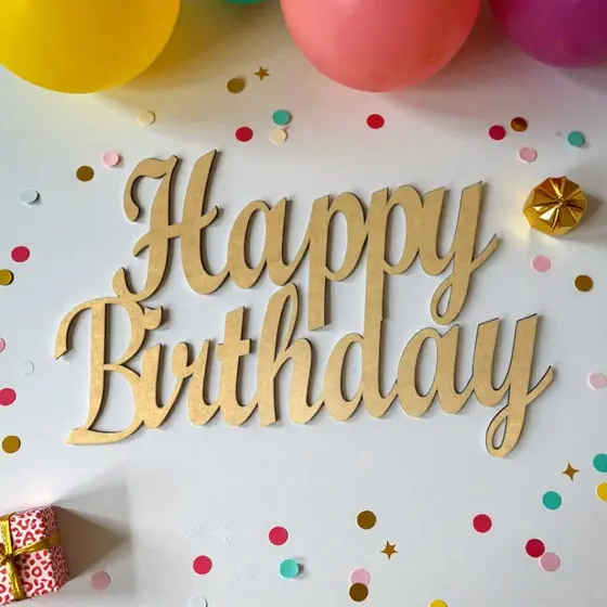 Palavra Decorativa Painel Happy Birthday e Oh Baby Letreiro Mdf 45x30cm Decoração De Ambiente Acompanha Fita Dupla Face