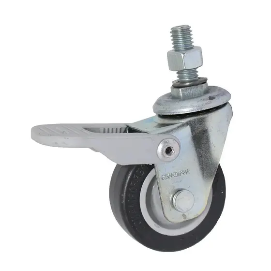 Rodízio Giratório Pino Com Freio Cinza Pvc 40 Kg 2 Pol 9,5 Cm De Altura Glae 210 Bp Fpi - Schioppa