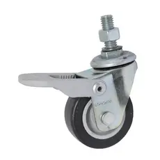 Rodízio Giratório Pino Com Freio Cinza Pvc 40 Kg 2 Pol  9,5 Cm De Altura Glae 210 Bp Fpi - Schioppa