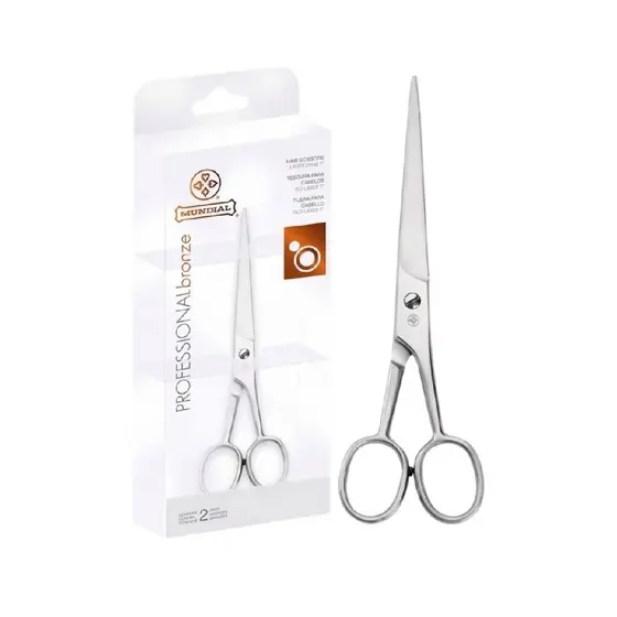 Tesoura Cabelo Fio Laser Bronze Mundial BC 344 7 Polegadas