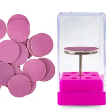 Kit Broca Disco + Suporte + 10 Lixa Refil 120# Manicure Nail Art Nail Designer Unhas