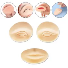 Kit Molde Silicone Olhos e Boca Treino Micropigmentação Make Alongamento Cílios Design Sobrancelhas