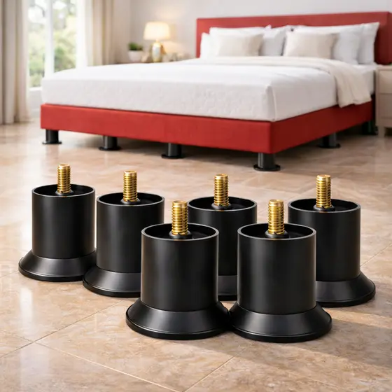 Pés Cama Box 6cm Reforçado Preto Não Balança Alta Resistência Universal